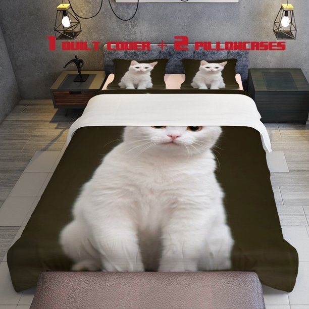 3pcs Cute Cat Theme Pattern Bedding Set Quilt Cover and Pillowcase