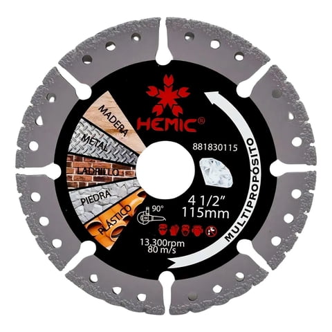 Metalfer - Disco Diamantado Metal Piedra Madera Plastico Hemic 4 1 2 Color Negro