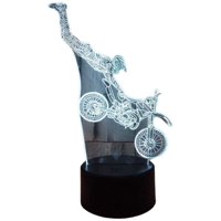 Lelumania - Lampara Ilusion 3D Motocross Mano De 7 Colores, Base Touch