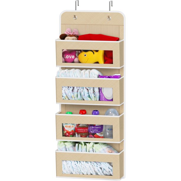 Organizador colgante para artículos del hogar sencillos para colocar sobre la puerta del armario, color beige