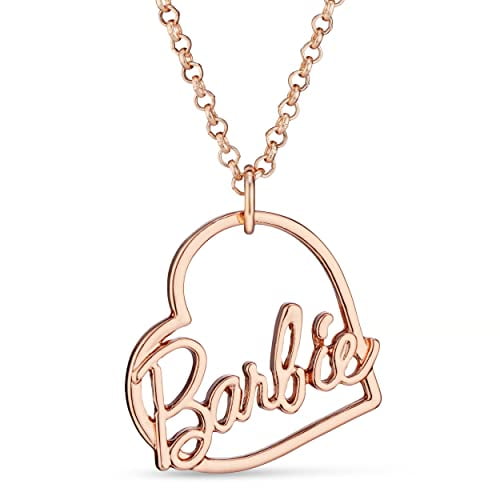 Collar Barbie Script En Forma De Corazón, Oro Rosa