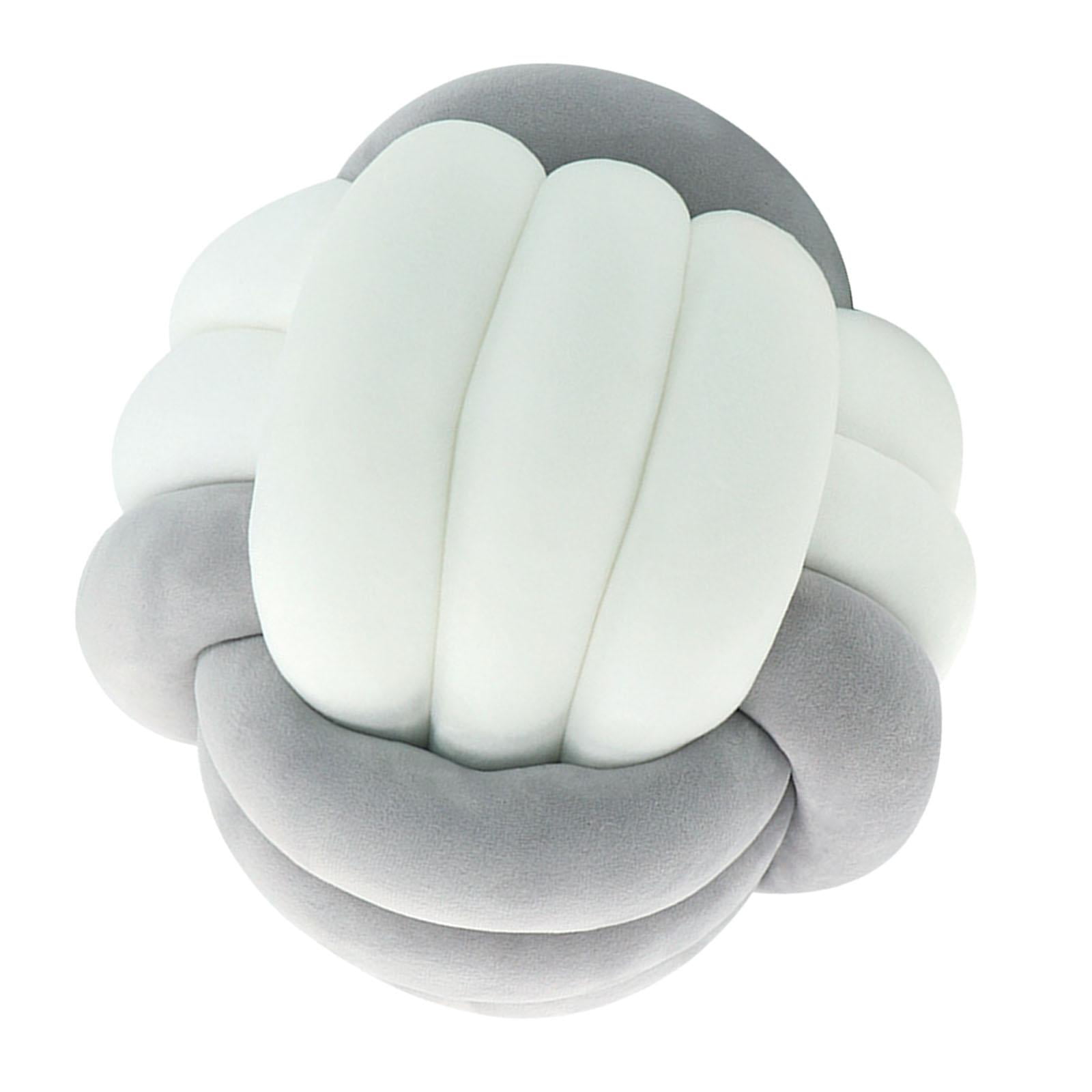 Bothyi - Nudo Almohada Bola Gruesa Cómoda Almohadas Anudadas Para Sala De Estar Hogar Sofá Gris Y Blanco