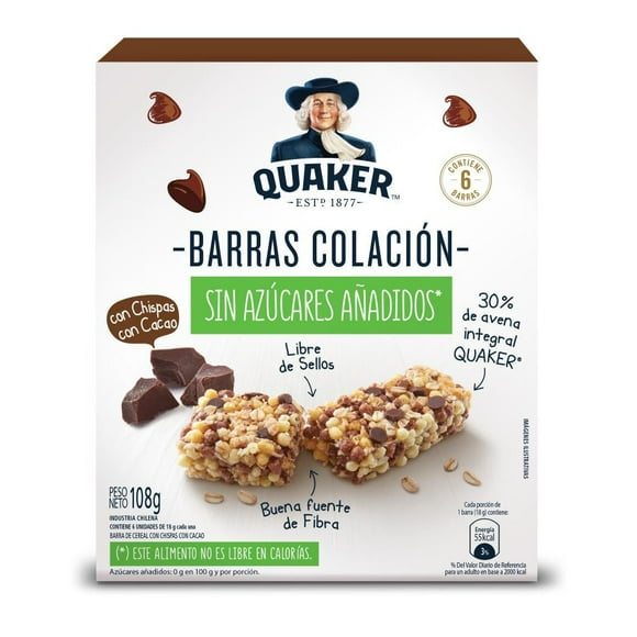Barra de Cereal Con Chispas Sabor Chocolate, 108 g