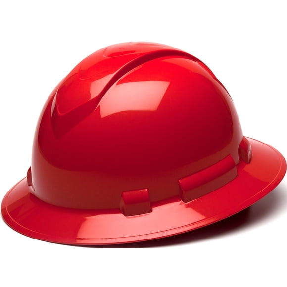 Gorro Pyramex Ridgeline con trinquete de 4 puntas, ala completa, rojo