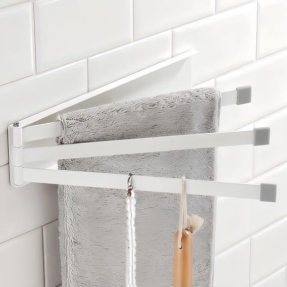 Toallero Elfthloo de 24 cm, 3 brazos, plegable, acero inoxidable
