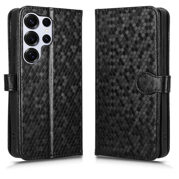Funda Cartera Lunares Samsung Galaxy S26 Ultra con Tarjetero, Correa y Soporte Negro
