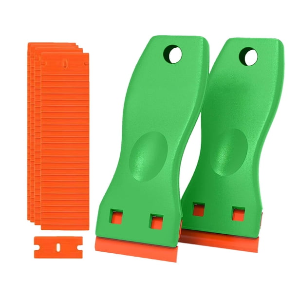 Rascador para Ventanas, Rascador para Vidrios y Azulejos, Rascador Multiusos con Limpiador de Cuchillas, Rasqueta de Limpieza, Herramienta Rascadora p Verde
