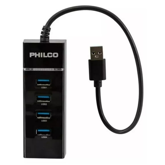 Adaptador HUB USB 3.0 4 Puertos Luz Indicadora Negro HB30N