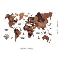 Genérico - Mapa Del Mundo Madera 3D Decorativo