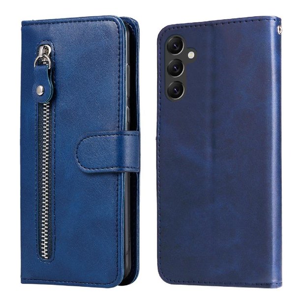 Funda tipo cartera para Samsung Galaxy A14 5G con bolsillo con cremallera y ranuras para tarjetas – Función de soporte Azul