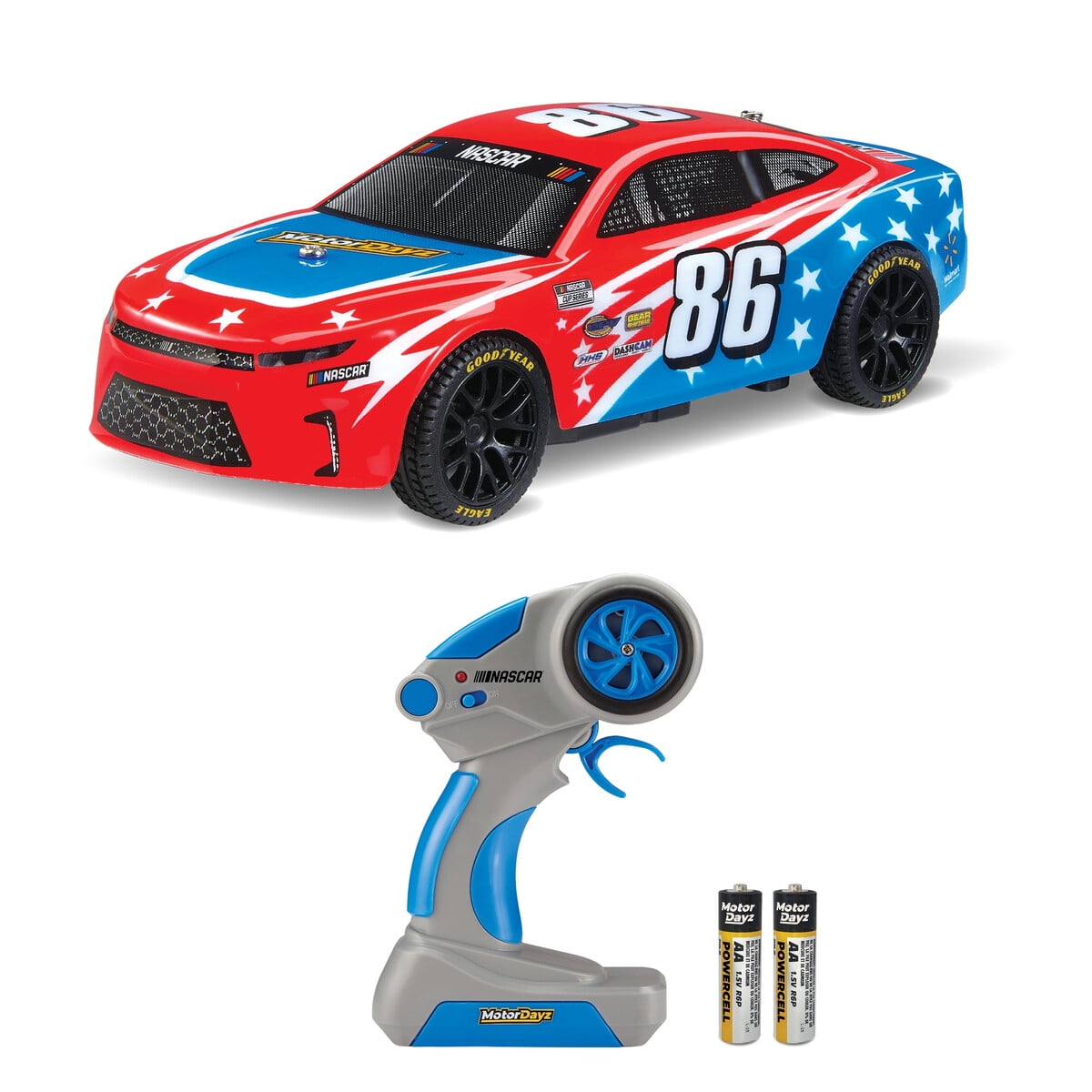 Auto Rc Motordayz Nascar 1:32 Rojo Azul Blanco Coleccionable