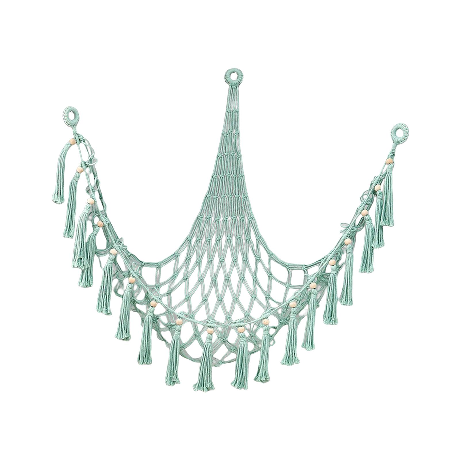 Magideal - Animal De Peluche Hamaca Red De Peluche Juguete Macramé Esquina Red Borla Decorativo Colgante Suave Organizador Para Sala De Estar Hogar Niños Verde