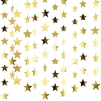 Banner Decorativo Con Forma De Guirnalda Con Forma De Estrella, Patelai, 40 M, Papel Con Purpurina, Dorado