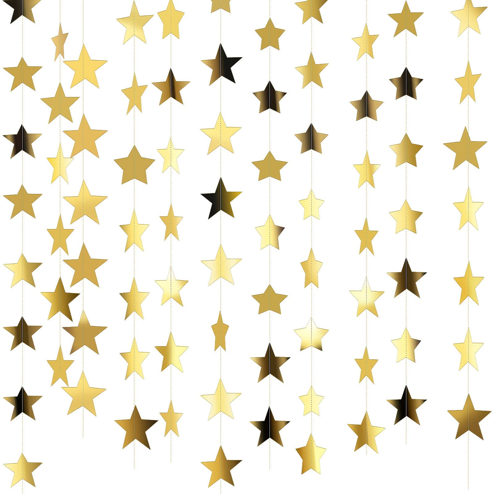 Xusx111 - Glitter Star Banner Decoración De Navidad 130 Pies De Estrella Colgando Bandera De Bandera Twinkle Fondo Para El Regreso A Casa Sala De Clases Boda Cumpleaños Halloween Party Supplies (oro)
