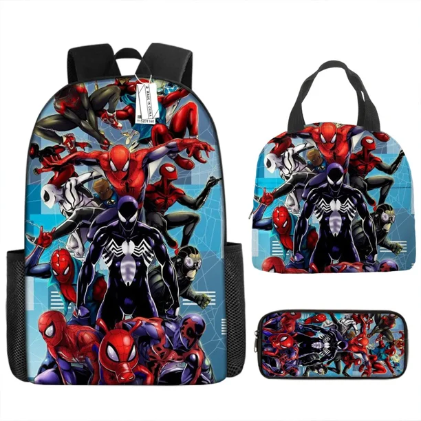 3pcs/set Disney Children 3d Cute Spider Man Design Backpack Stitch Boys Primary School Bag Kids Kindergarten Backpack Mochila