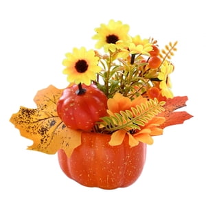 Magideal - Calabaza Con Flores Decoración De Acción De Gracias Accesorios Para Fotos Cocina Centros De Mesa De Otoño Decoraciones De Halloween Decoración De Cala A