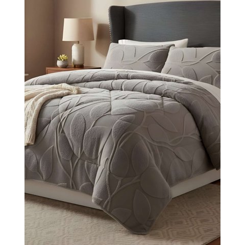 Imac Hogar - Cubrecama Acolchado Con Chiporro Diseño Texturizado Hojas King