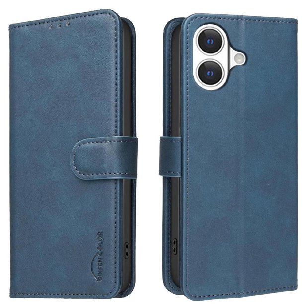 Funda Billetera para iPhone 17 Protección RFID y Soporte Ajustable Azul