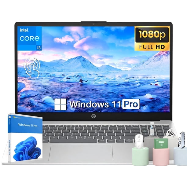 Laptop HP de 15.6" con pantalla táctil para negocios y estudiantes, i3, 16 GB/512 GB