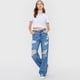 thumbnail image 4 of Jeans Mujer Straight Fit Full Roturas Azul Medio Corona, 4 of 5