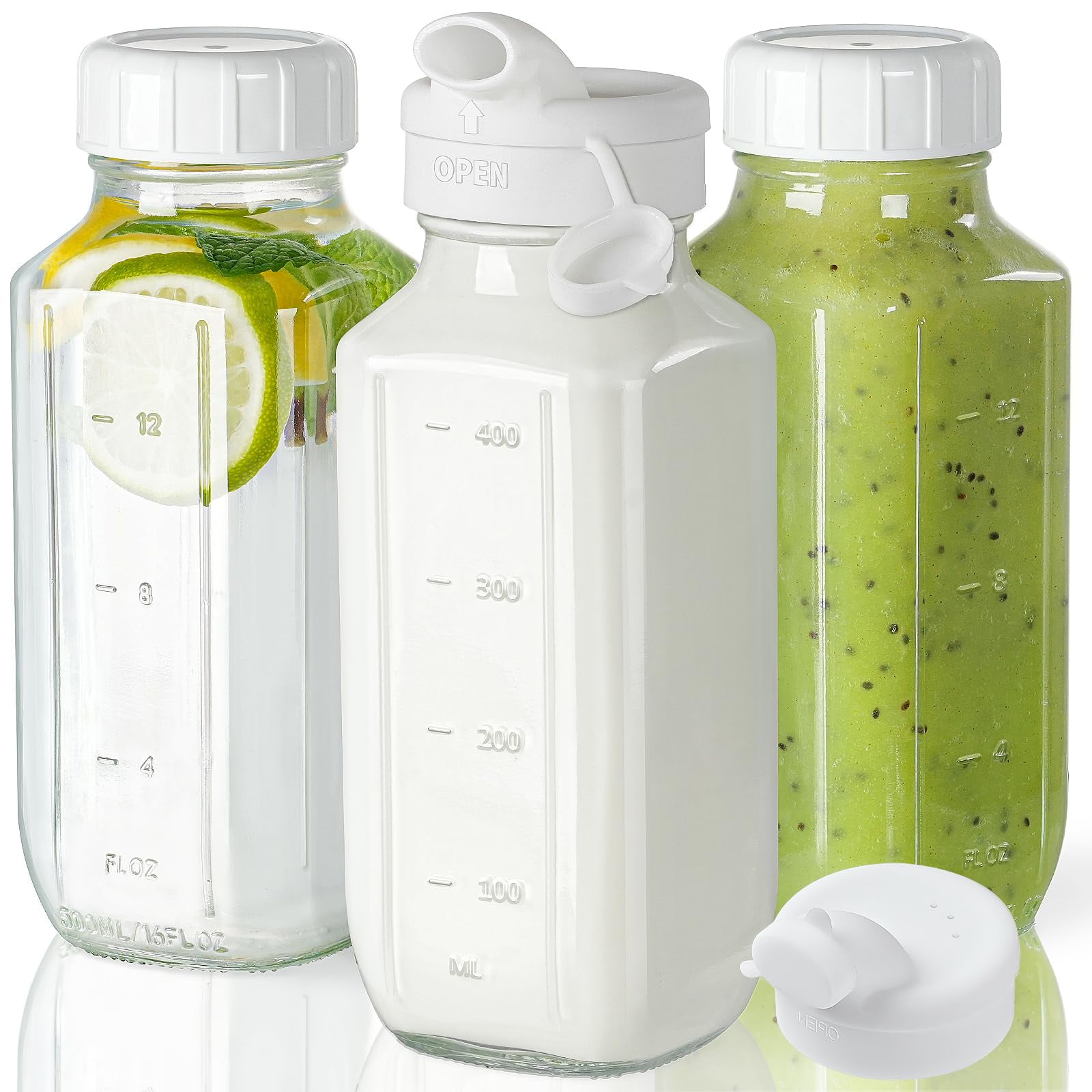 Botellas De Vidrio Para Jugo Syntic De 500 Ml, Paquete De 3, Con Tapa Hermética