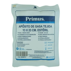 Primus - Aposito De Gasa Tejida 13X23Cm Esteril 20 Unidades Blanco