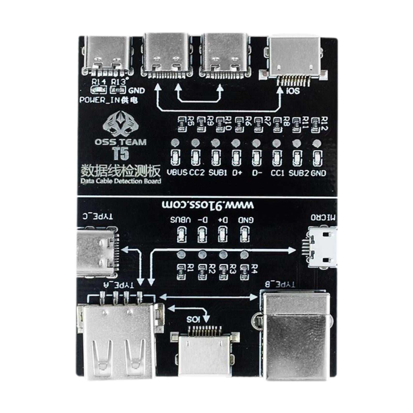 Magideal - Placa Comprobadora De Cable Usb, Placa De Prueba De Línea De Datos Para Productos Electrónicos De Bricolaje, Ligera, Compacta, Portátil Y Resistente.