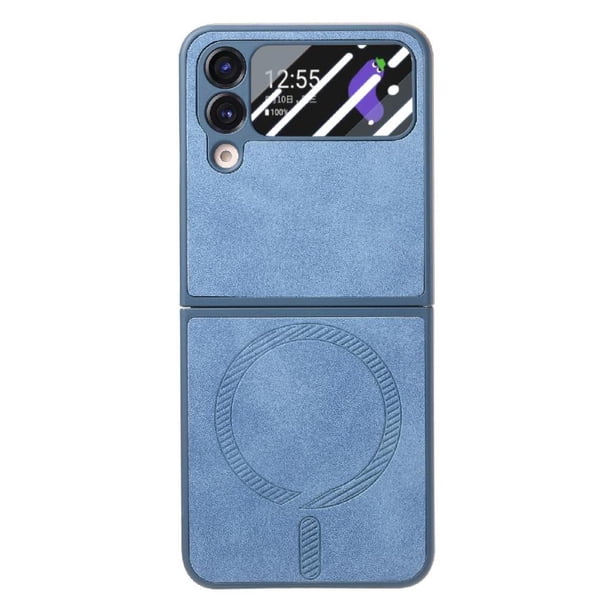 Magnetic Slim Case for Samsung Galaxy Z Flip 4 with Camera Guard & Anti-Scratch Back Blue