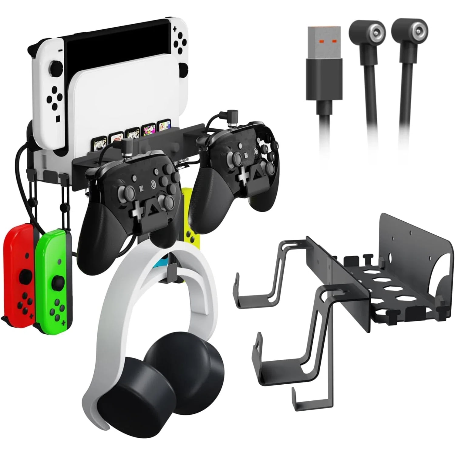 Genérico - Kit De Soporte Metálico De Pared Para Nintendo Switch Y Oled - Robusto Soporte Vertical Para Colgar, Ahorra Espacio Para La Consola De Juegos-negro