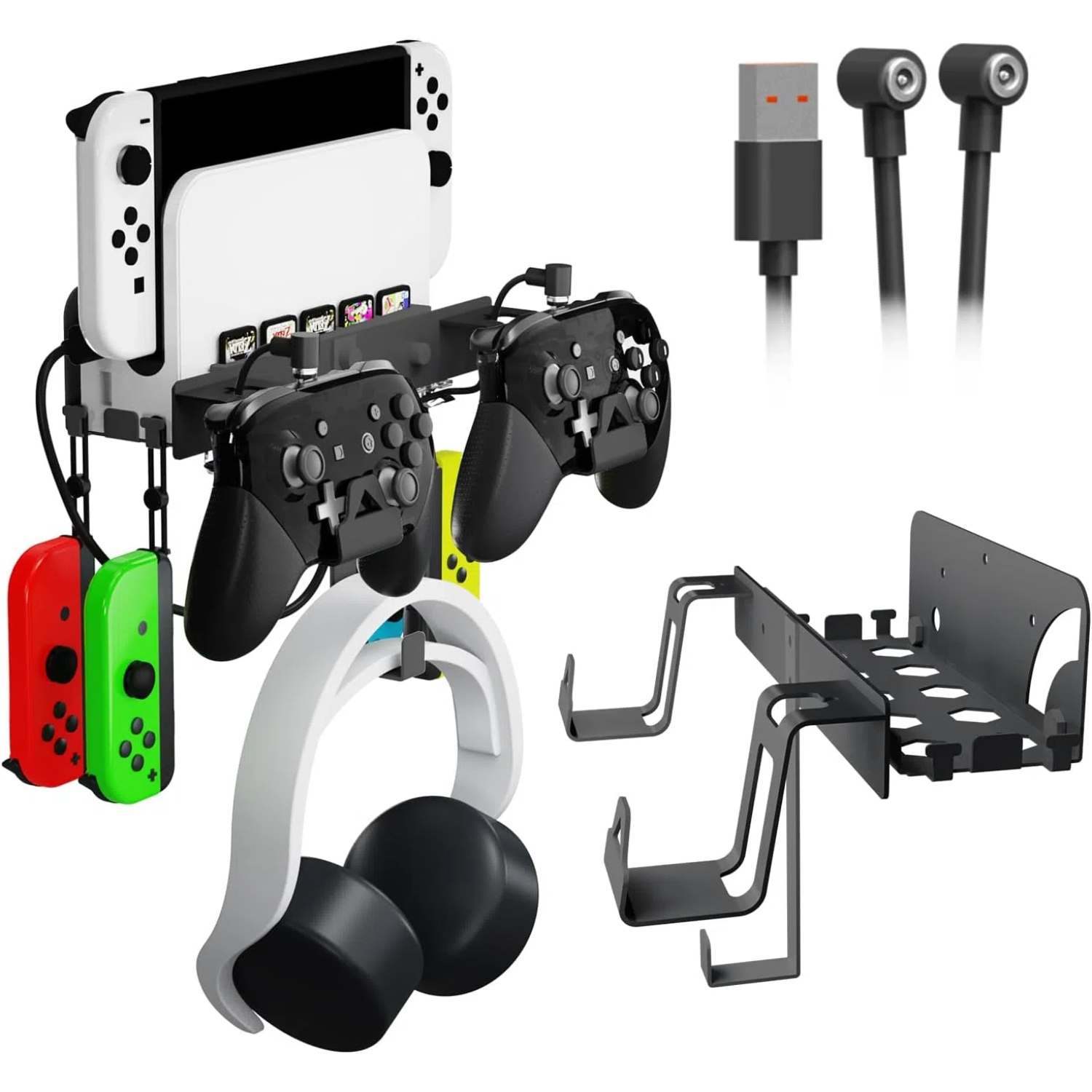 Genérico - Kit De Soporte Metálico De Pared Para Nintendo Switch Y Oled - Robusto Soporte Vertical Para Colgar, Ahorra Espacio Para La Consola De Juegos-Negro