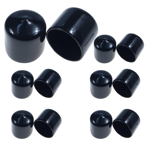 Tapón de goma Acocony redondo de PVC, diámetro interior de 1 pulgada, negro, x12