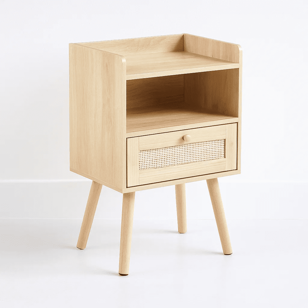 Klik Muebles - Velador Mesh Rattan Con Cajon Y Espacio