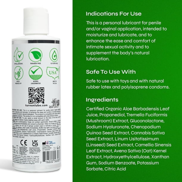 Lubricante íntimo Turn On Aloe Vera 236 ml base agua