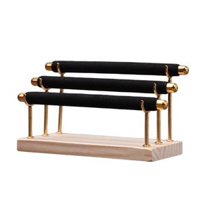 Ioensy - Organizador Del Almacenamiento De La Joyería Del Estante Del Almacenamiento De Los Anillos Con El Negro 3 Capas Del Organizador De Los Anillos De La Barra De La Esponja