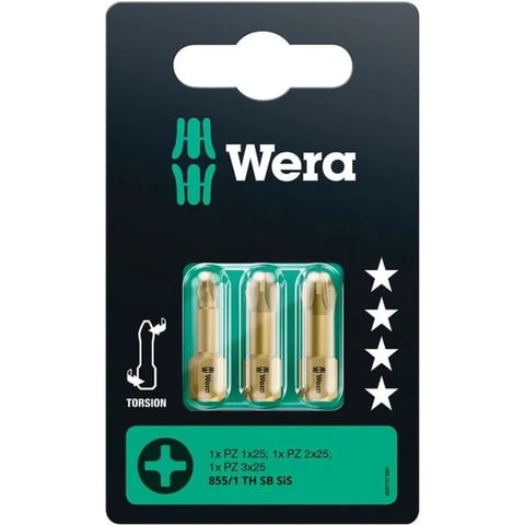 Wera - Set 3 Puntas Pozidriv Pz1 / Pz2 / Pz3 X 25 Mm Extra-Duras