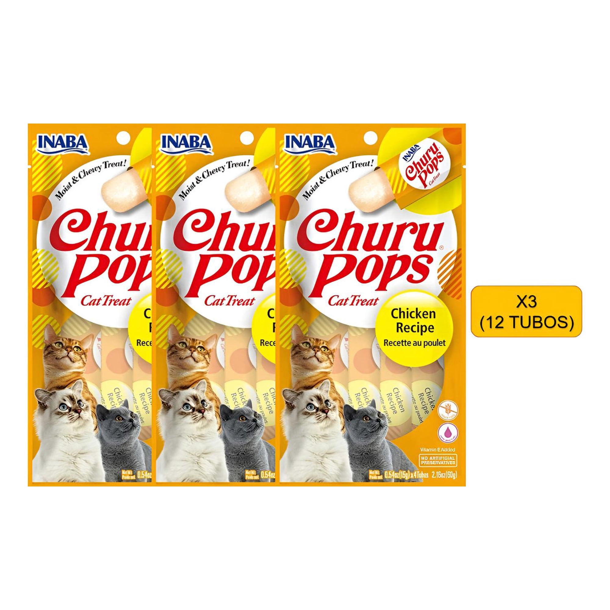 Pack Snack Para Mascotas Gatos Churu Pops Pollo 12 Tubos Inaba