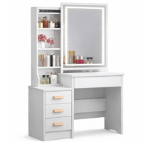 Lore - Tocador De Lujo Con Espejo De Luz Led Ajustable 130X80X50Cm / Blanco