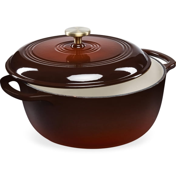 Dutch Oven Best Choice Products, 6 litros, hierro fundido esmaltado, chocolate
