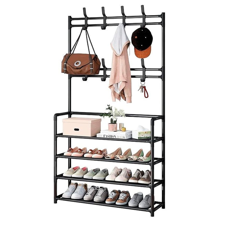 Aventura Store - Estante Multiusos Almacenamiento Zapatero 4 Niveles Negro