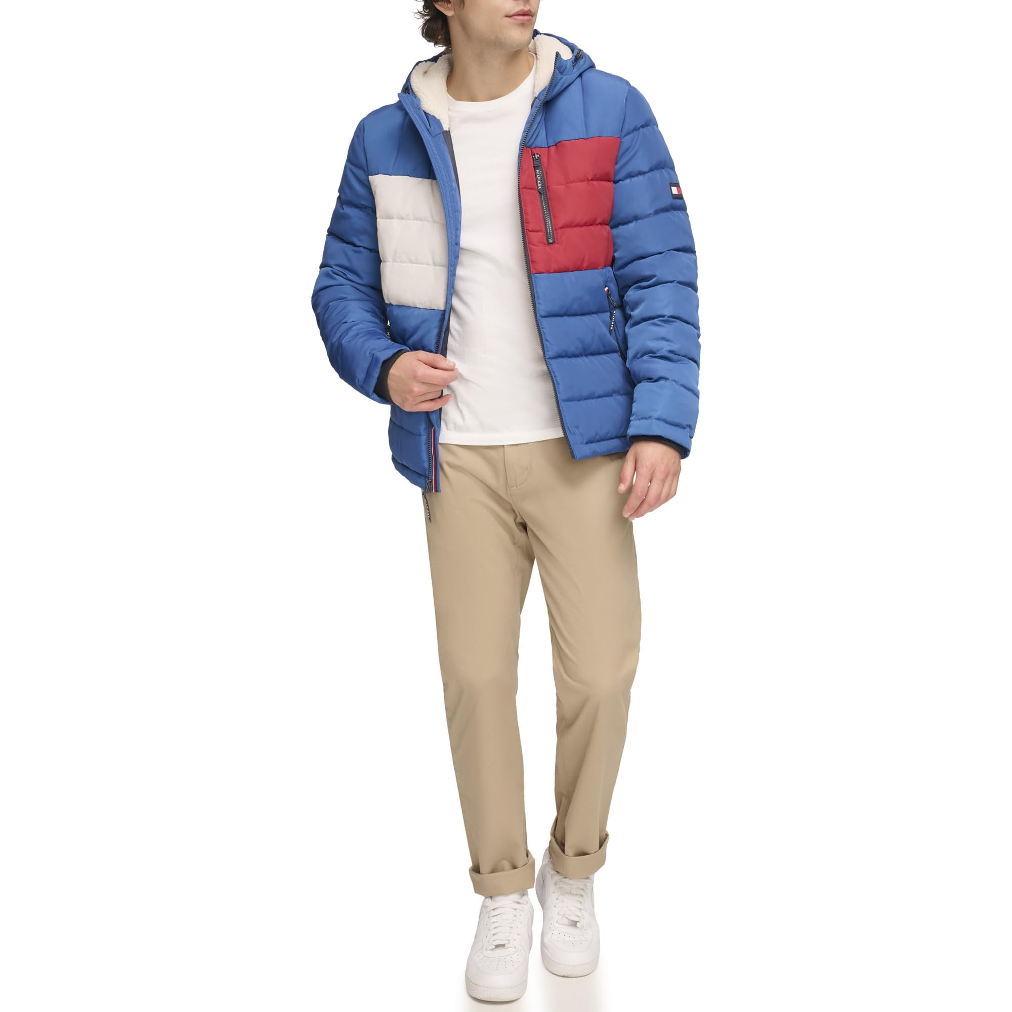 Chaqueta Tommy Hilfiger Para Hombre, De Peso Medio, Con Forro Sherpa, Color Azul