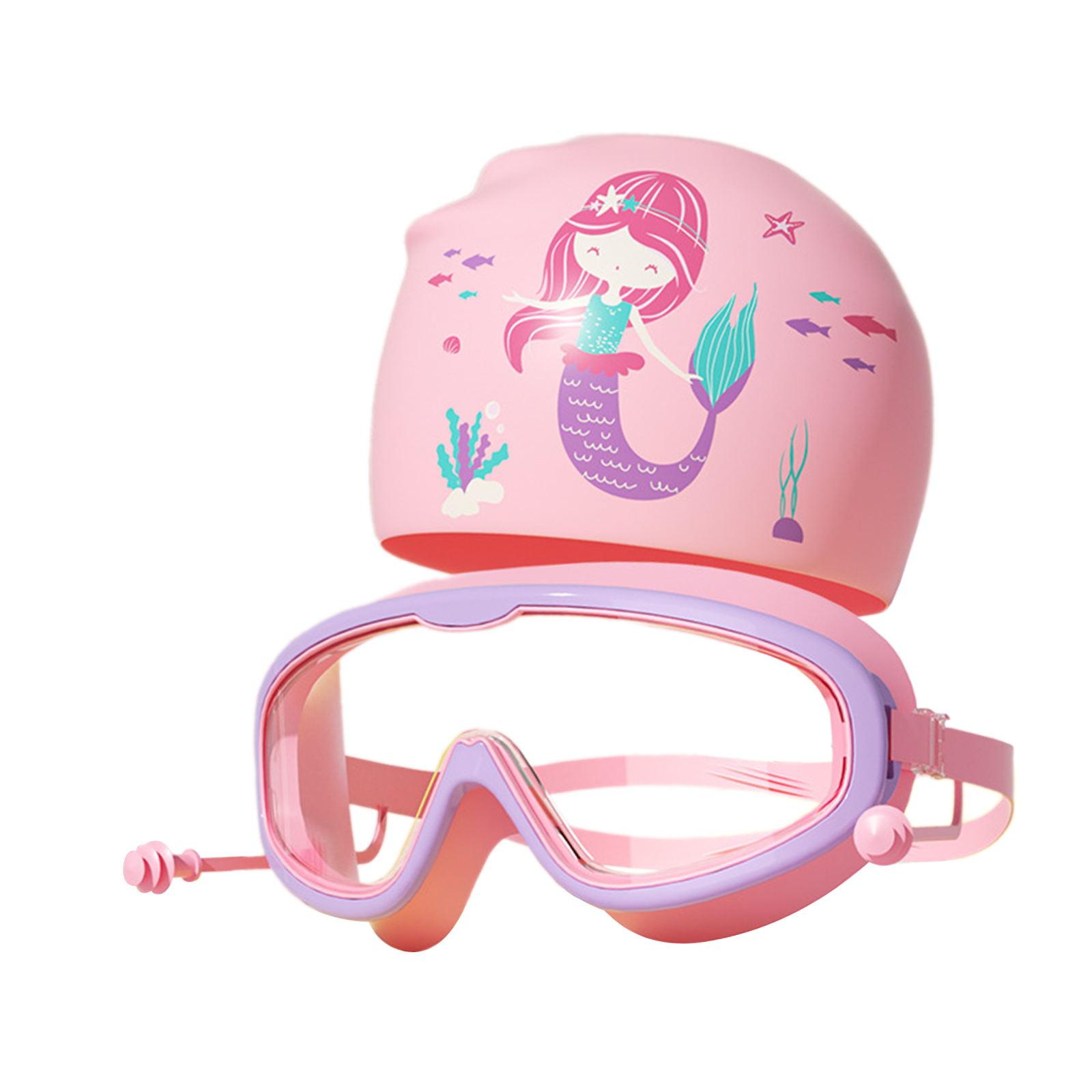 Ioensy - Gorro De Natación Para Niños, Gafas De Natación Para Snorkel, Piscina, Equipo De Buceo, Color Morado Y Rosa