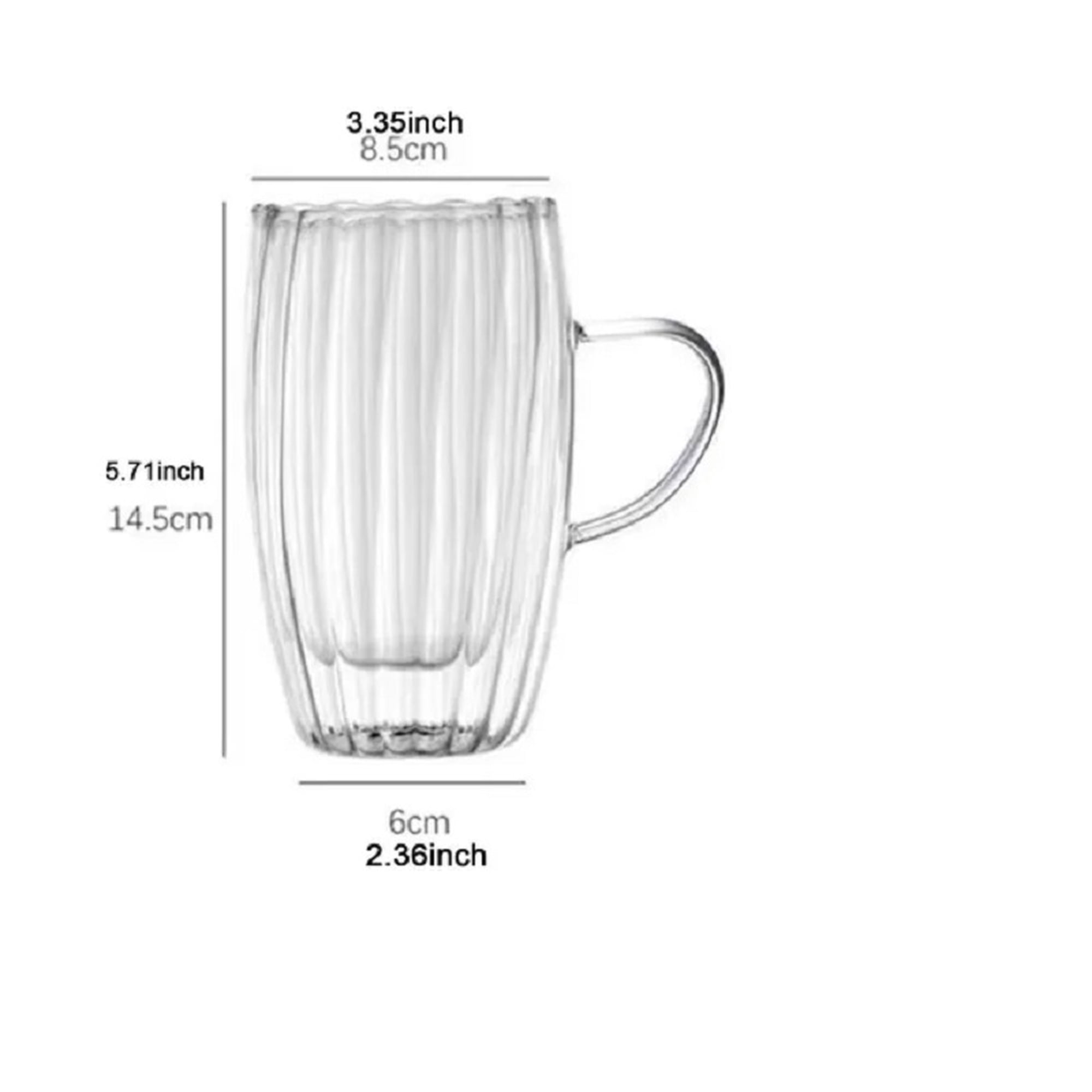 Mc Group - Taza De Vidrio Transparente Doble Pared Con Relieve – 450 Ml