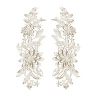Magideal - Apliques De Encaje De 2 Piezas, Parches De Bordado Floral, Parches De Encaje, Adornos De Tela De Encaje Para La Decoración De La Artesanía De Costura Champán
