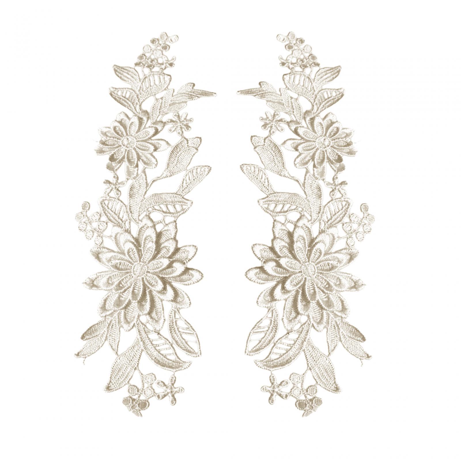 Magideal - Apliques De Encaje De 2 Piezas, Parches De Bordado Floral, Parches De Encaje, Adornos De Tela De Encaje Para La Decoración De La Artesanía De Costura Champán
