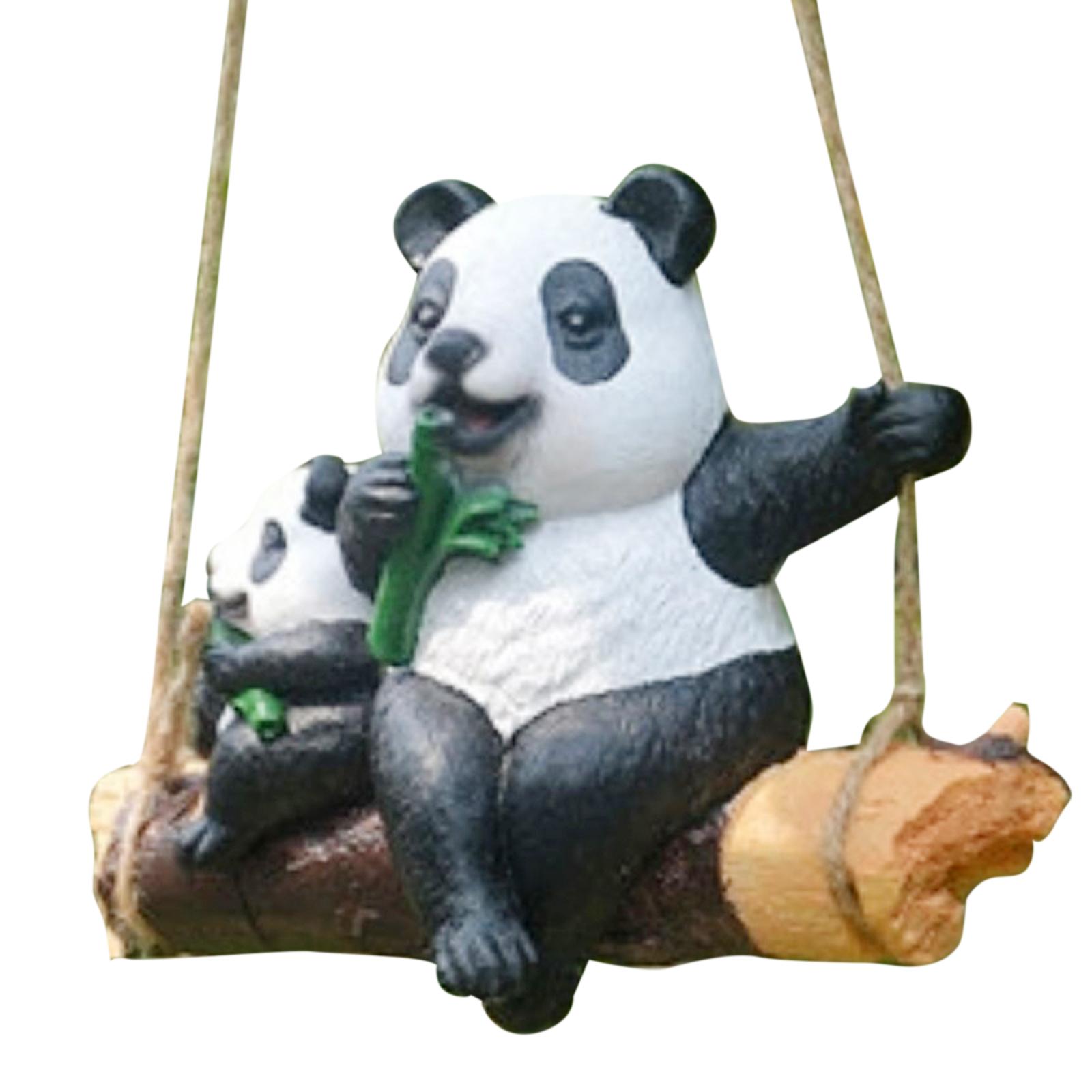 Ioensy - Colgando Columpio Animal Estatua Jardín Escultura Decoración Pintado A Mano Accesorios Panda