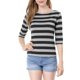 thumbnail image 1 of INSPIRE CHIC Camiseta Básica de Mujer con Mangas al Codo Cuello Redondo Ajustada Regreso a Clases Camiseta Casual Estampada Negra S, 1 of 8