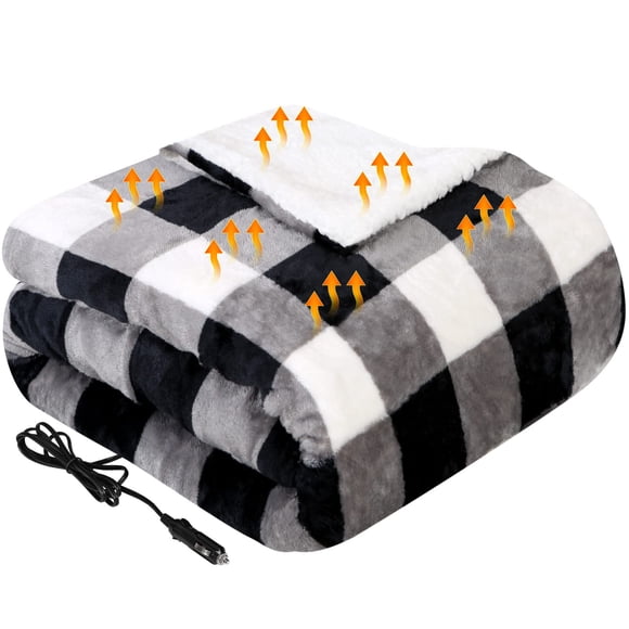 Manta Térmica Para Coche 12 V Color Gris Eléctrico 150 X 110 Cm