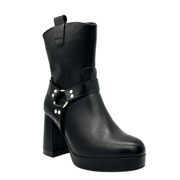 Bota para mujer color Negro con plataforma y detalles