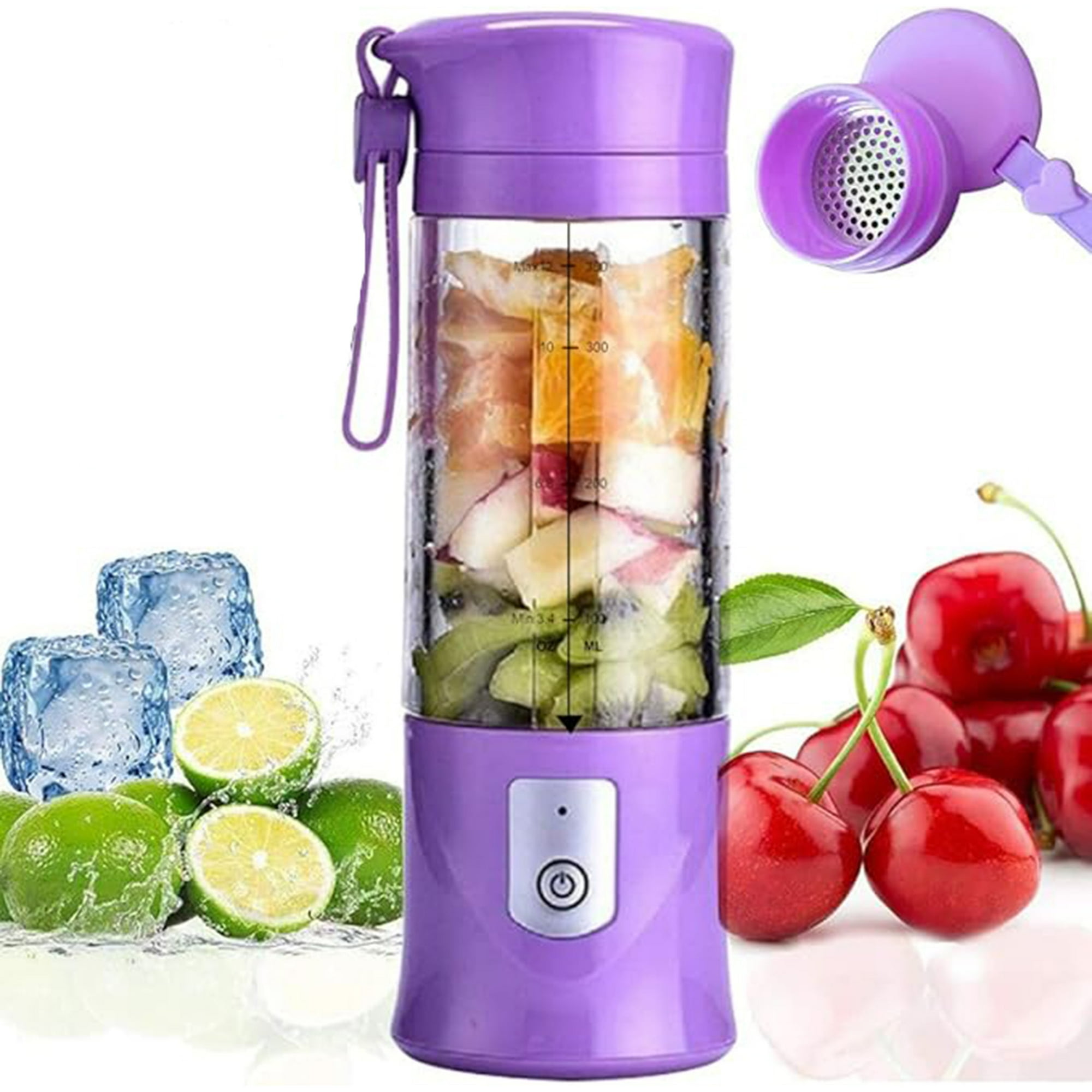 Veat00l - Mezcladora Portátil, Botella De Jugo De Viaje Usb, Para Mezcladora Y Batido, Exprimidora Con 4 Cuchillas, Fácil De Limpiar