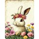 thumbnail image 1 of Letrero estaño conejo Pascua retro conejo vintage metal hogar jardín sala decoración pared Pascua 20x30cm, 1 of 6